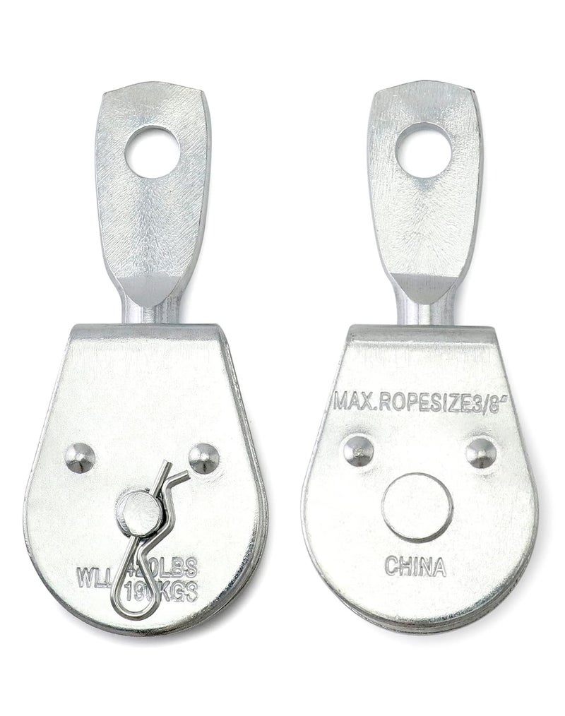 QWORK Single Pulley Block Wheel, 8 Pack Heavy Duty Zinc Plated Iron Single Wheel, 360 Degree Swivel Lifting Rope Pulley Block, Load Capacity 420 Lbs - Image 4